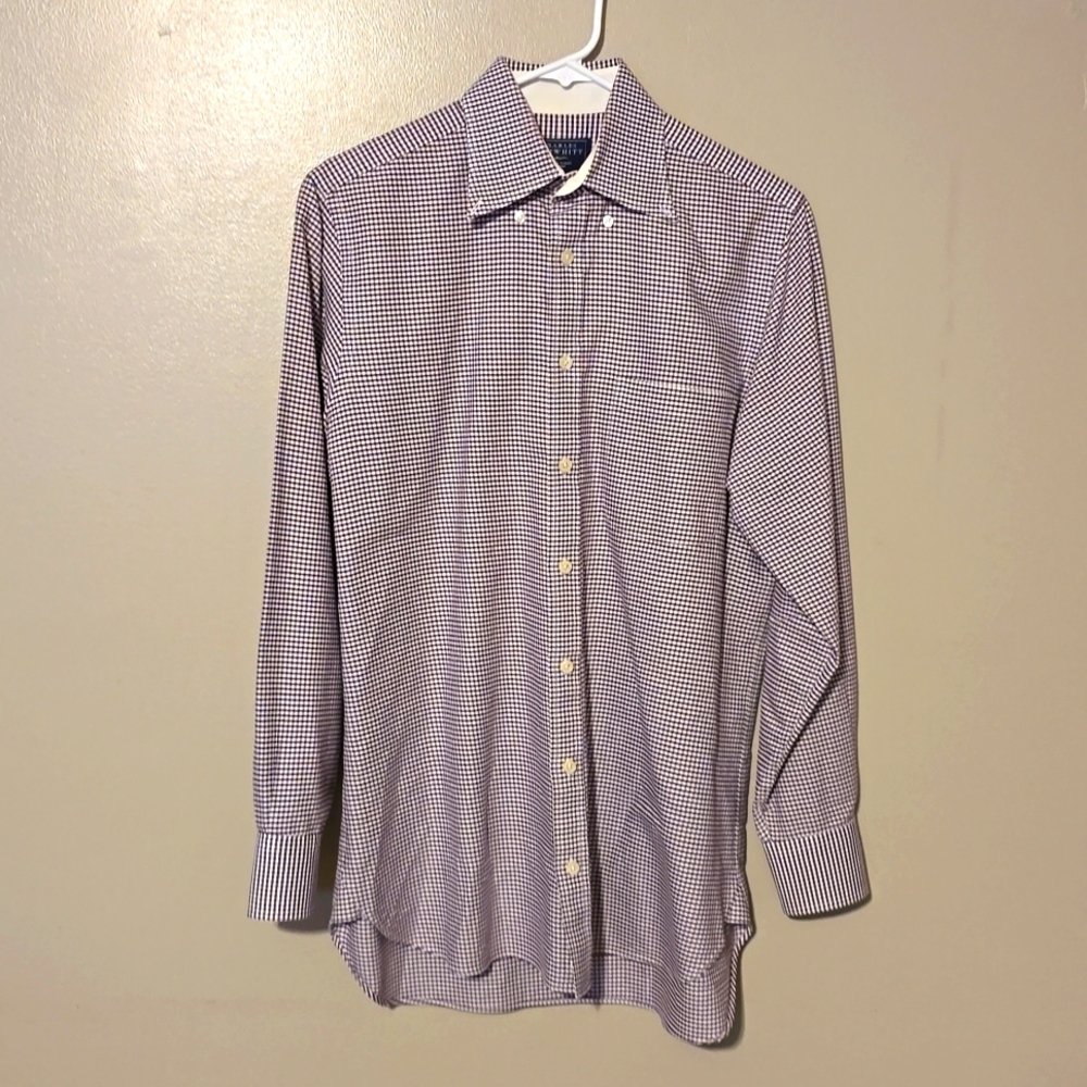 Charles Tyrwhitt Button Down‎ Longsleeve Plaid Shirt Purple Mens Size Small